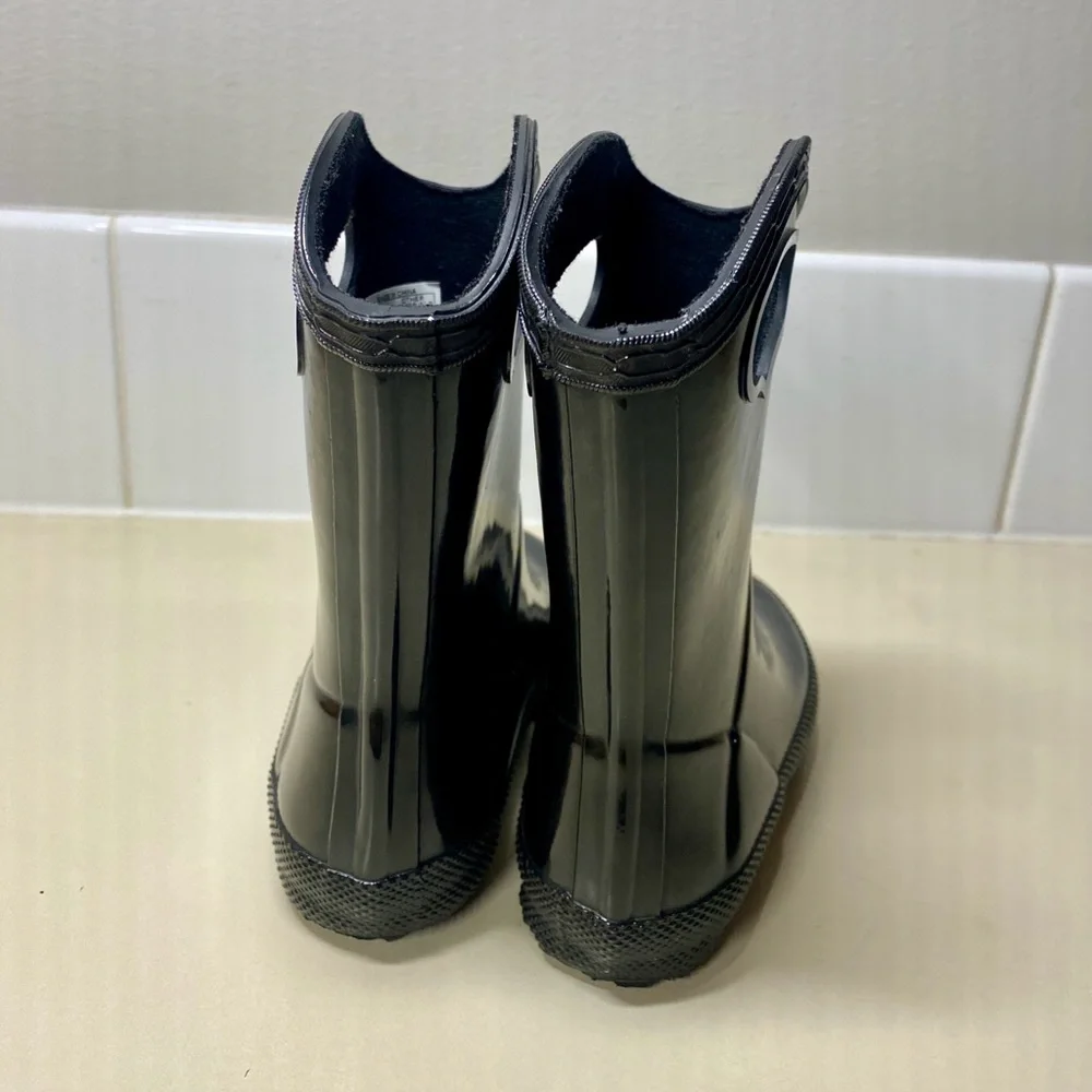 Hunter Kids Black Rain Boots with Handgrip